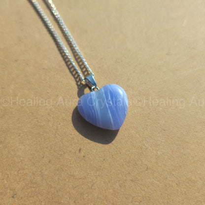 Blue Lace Agate Heart Pendant