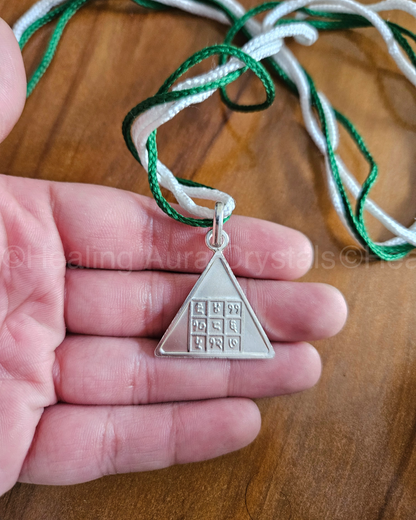Buddha Pyra (Pure Silver) with Green & White Thread