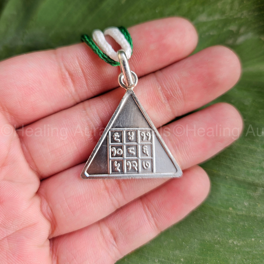 Buddha Pyra (Pure Silver) with Green & White Thread