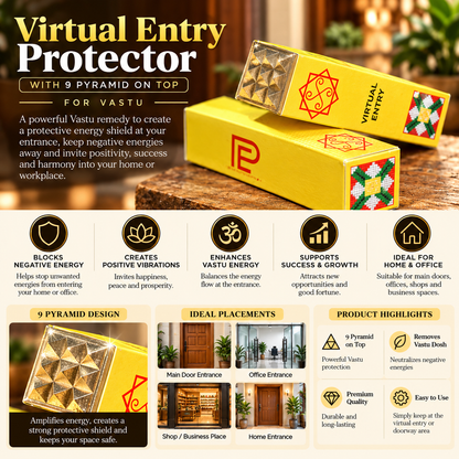 Vastu Virtual Entry Protector with 9 Pyramids (4 Inch)