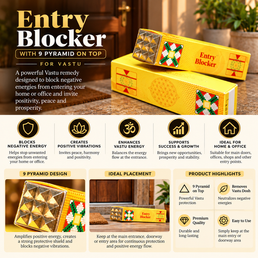 Vastu Entry Blocker with 9 Pyramids (4 Inch)