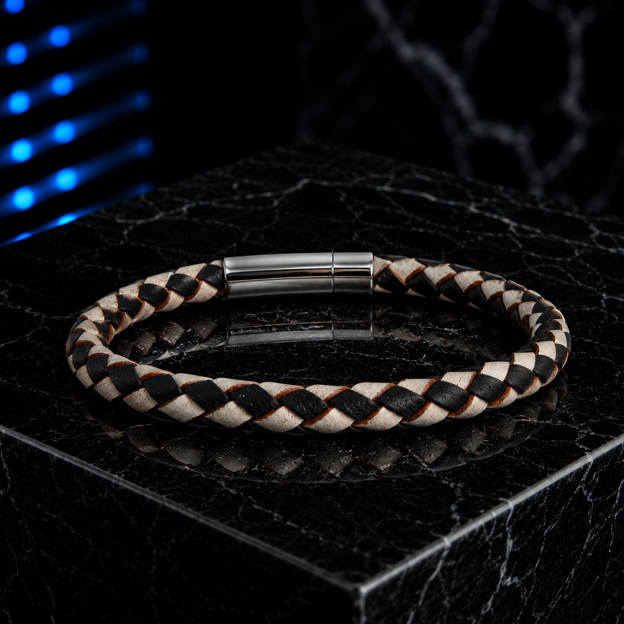 Core Braid Leather Bracelet- Push Lock Clasp