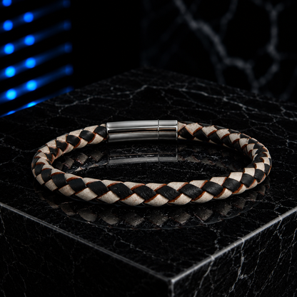 Core Braid Leather Bracelet- Push Lock Clasp