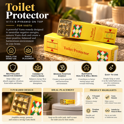Vastu Toilet Protector with 9-Pyramid Top (4 Inch)