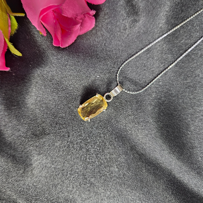 Citrine Rectangle Faceted Pendant