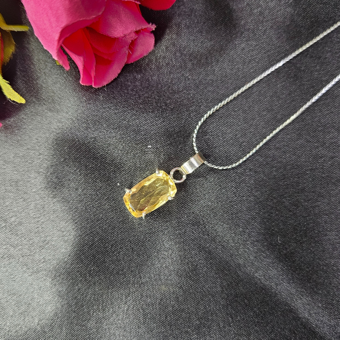 Citrine Rectangle Faceted Pendant