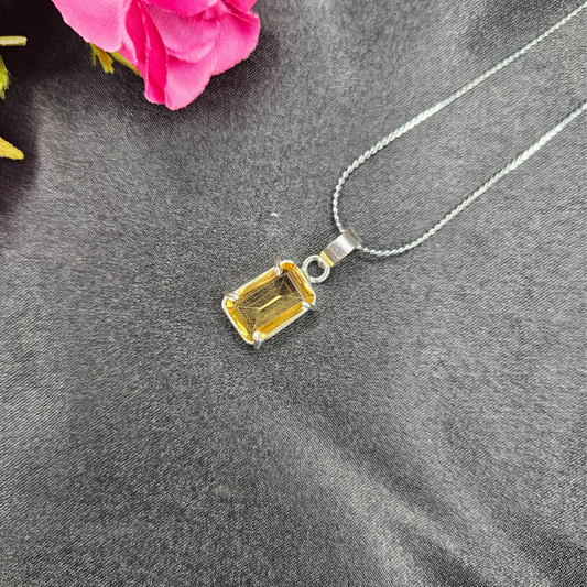 Citrine Rectangle Plain Pendant