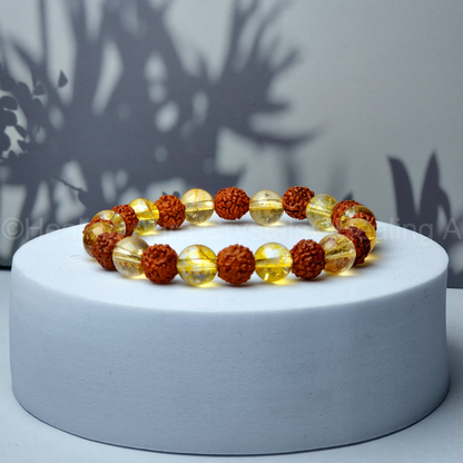 Rudraksha and Citrine Bracelet (8mm)
