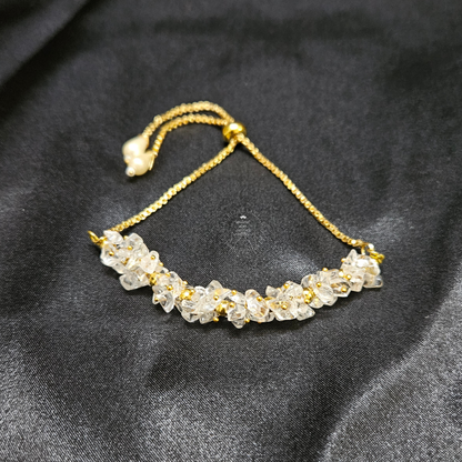 Clear Quartz Chip Chain Bracelet -Adjustable