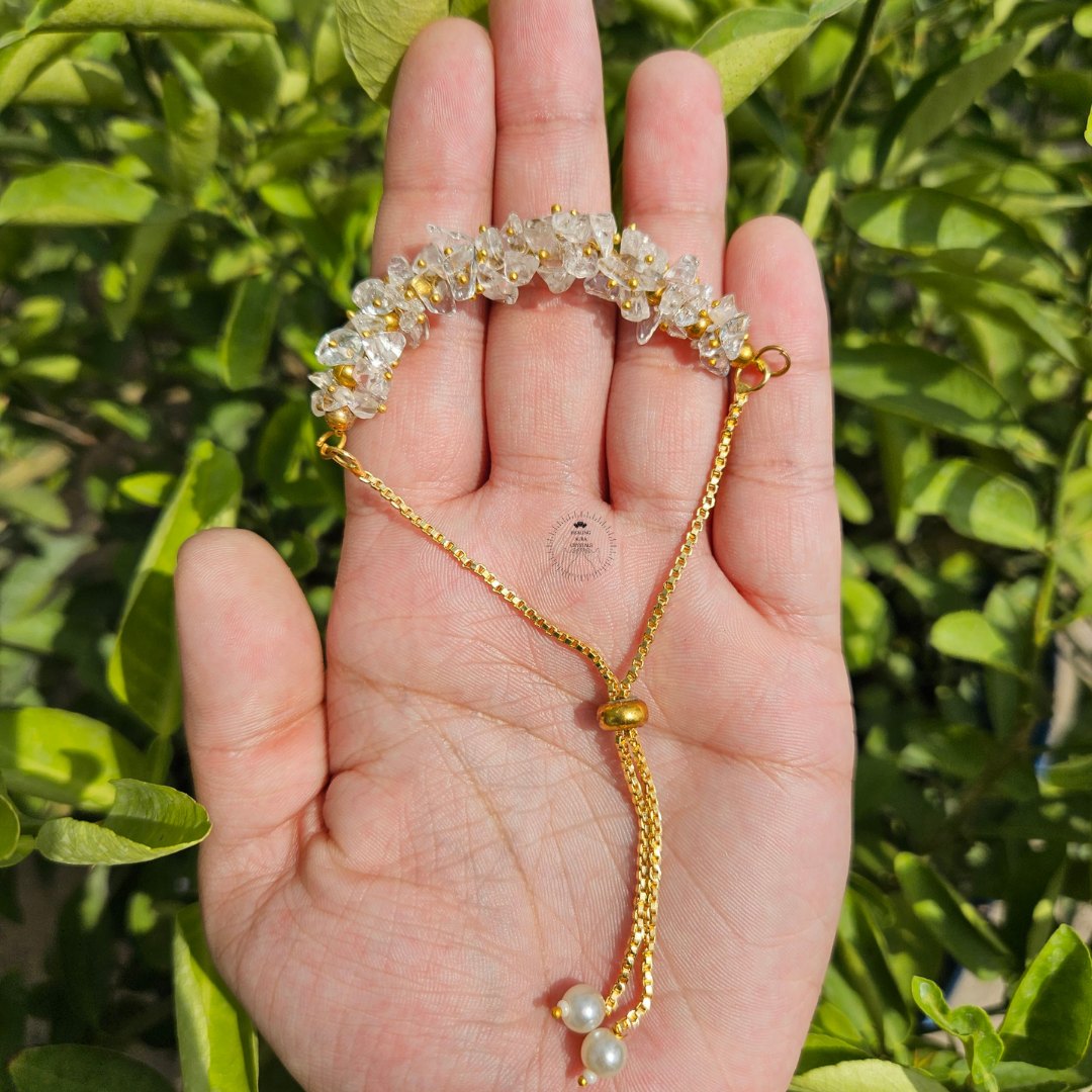 Clear Quartz Chip Chain Bracelet -Adjustable