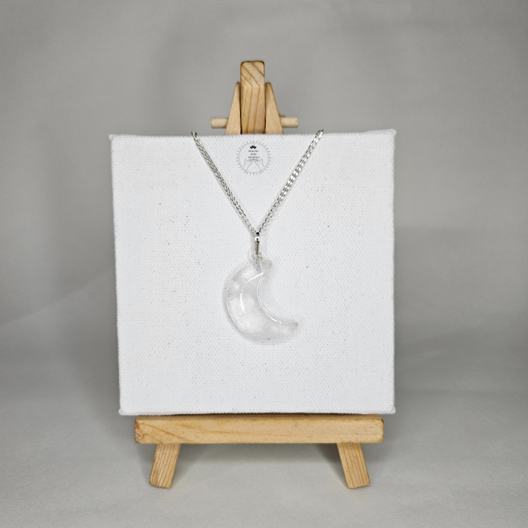 Clear Quartz Moon Pendant