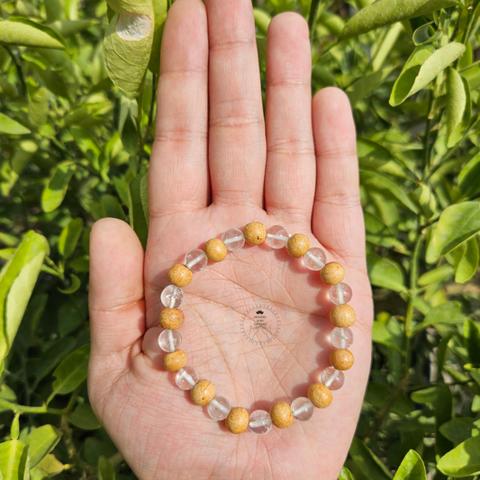 Clear Quartz & Wood Bracelet