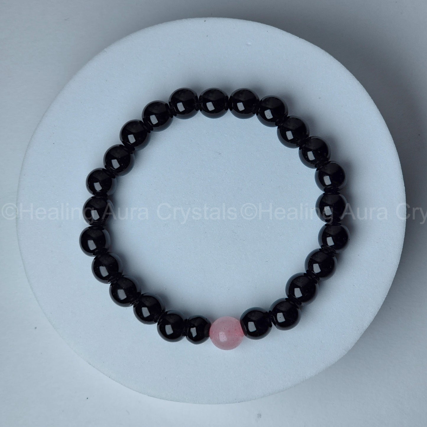 Black onyx & Rose Quartz Couple Bracelet (8mm)