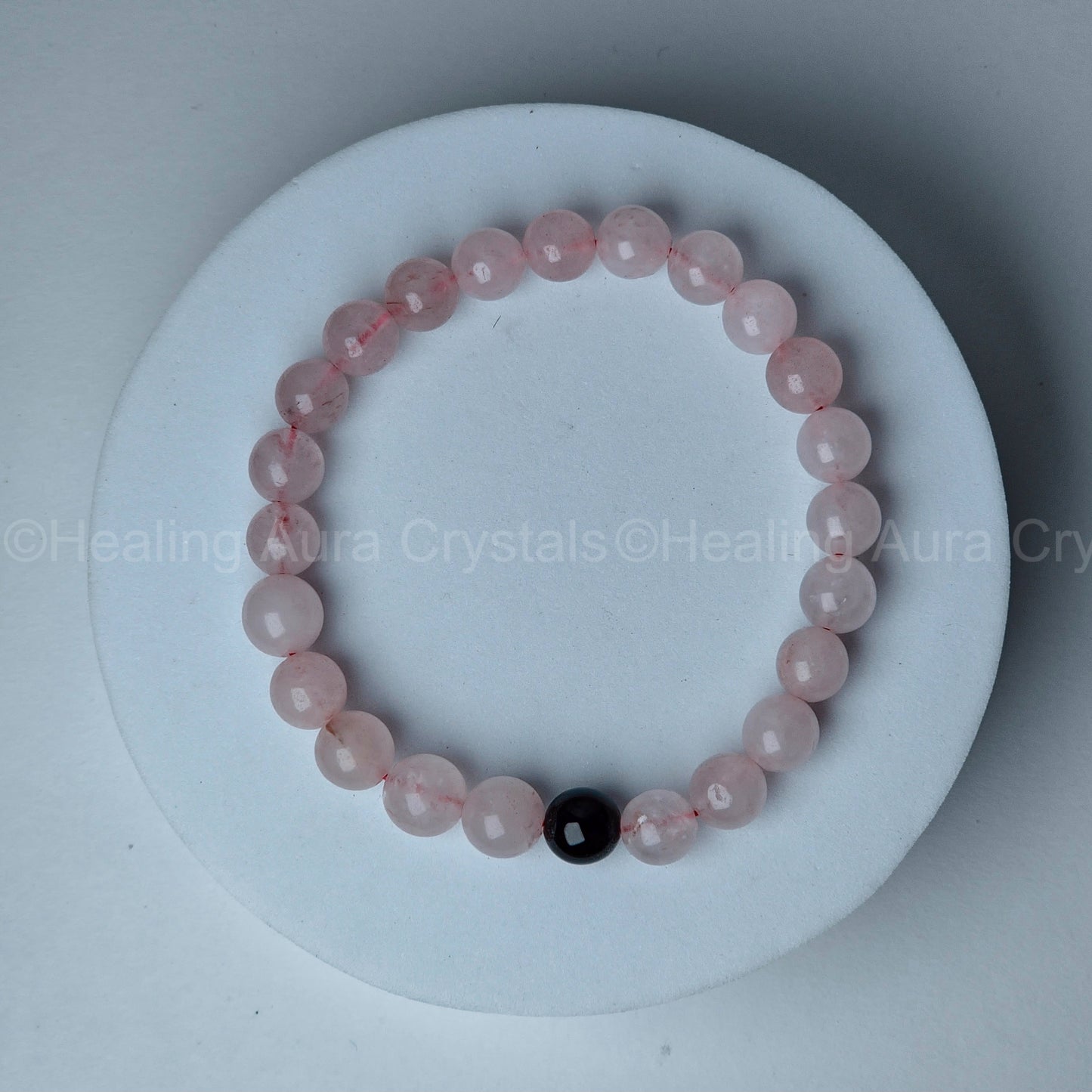 Black onyx & Rose Quartz Couple Bracelet (8mm)