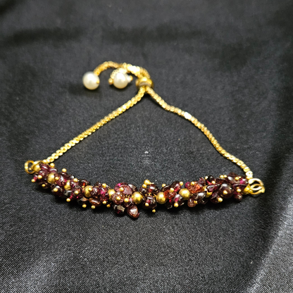 Garnet Chip Chain Bracelet- Adjustable