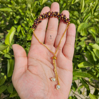 Garnet Chip Chain Bracelet