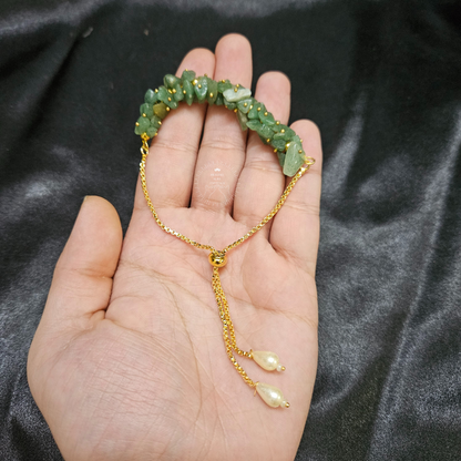 Green Aventurine Chip Chain Bracelet -Adjustable