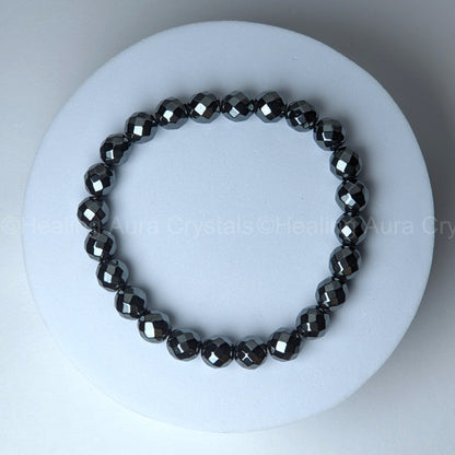 Hematite Faceted /Diamond Cut Bracelet (8mm)