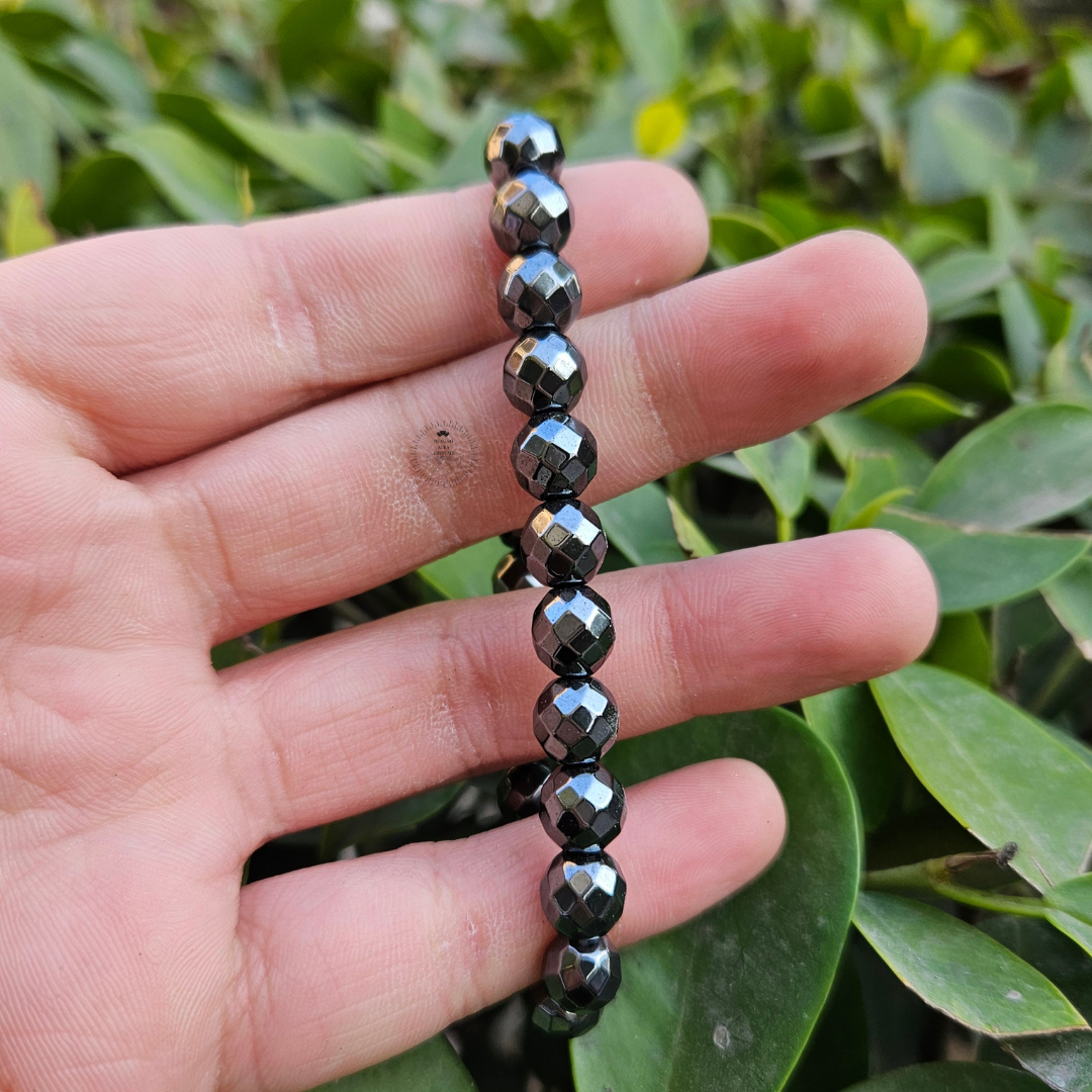 Hematite Faceted /Diamond Cut Bracelet (8mm)