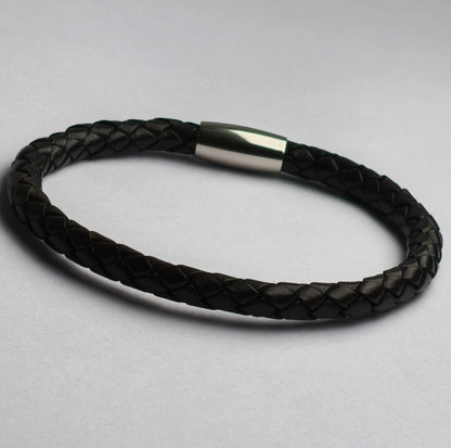 Core Braid Leather Bracelet- Magnetic Clasp or Minimal Braid Leather Bracelet