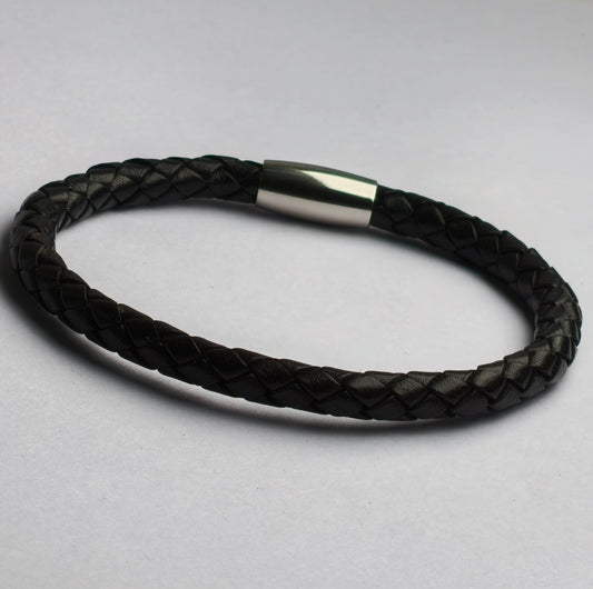 Core Braid Leather Bracelet- Magnetic Clasp or Minimal Braid Leather Bracelet