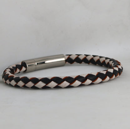 Core Braid Leather Bracelet- Push Lock Clasp