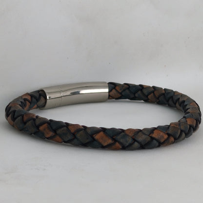 Core Braid Leather Bracelet- Push Lock Clasp