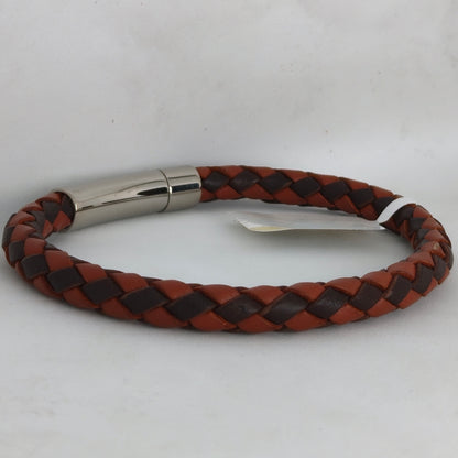 Core Braid Leather Bracelet- Push Lock Clasp