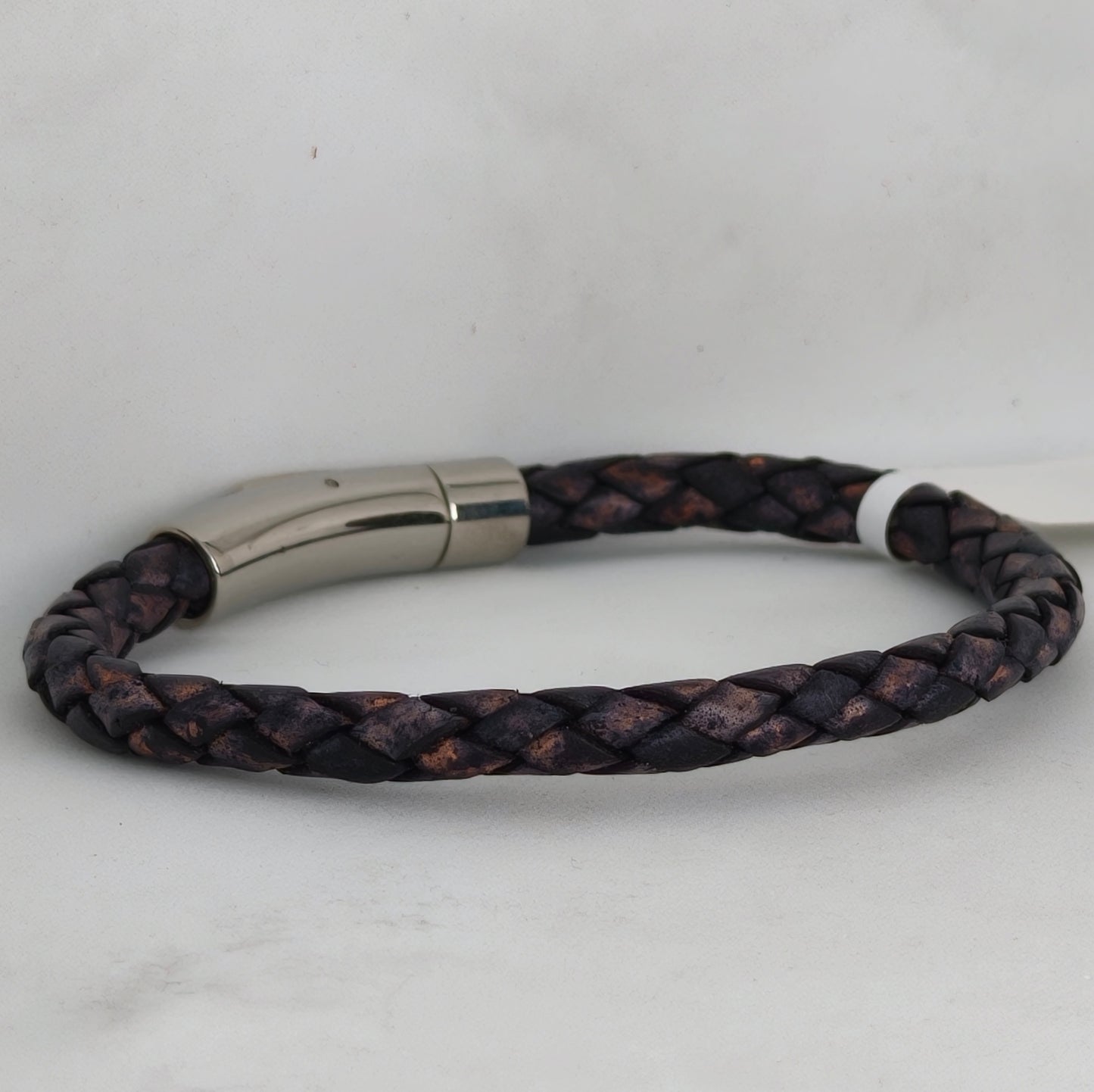Core Braid Leather Bracelet- Push Lock Clasp