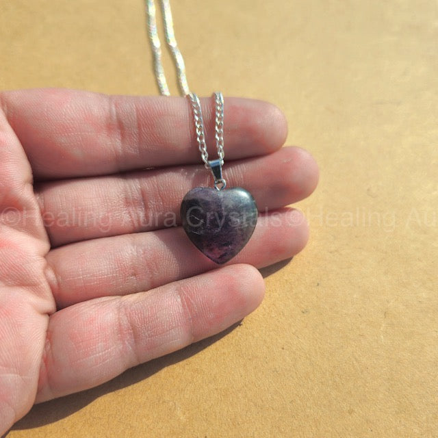 Rainbow / Multi Fluorite Heart Pendant