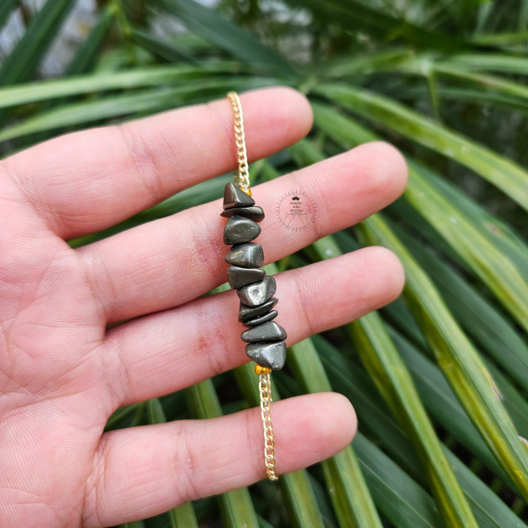 Pyrite Golden Chain Chip Bracelet