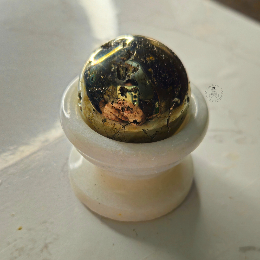 Pyrite Raw Druzy Sphere (with stand)