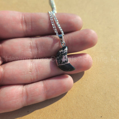 Rhodonite Mini Moon Pendant