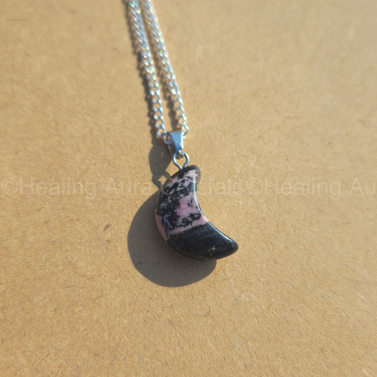 Rhodonite Mini Moon Pendant