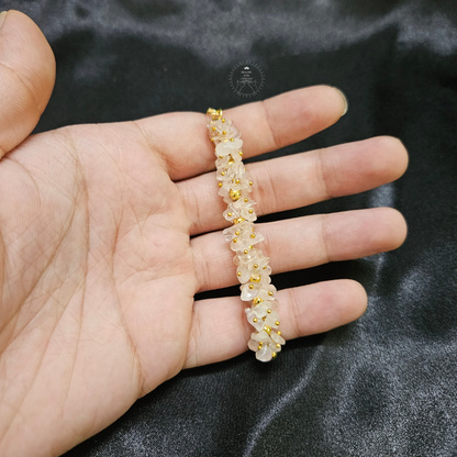 Rose Quartz Chip Chain bracelet- Adjustable