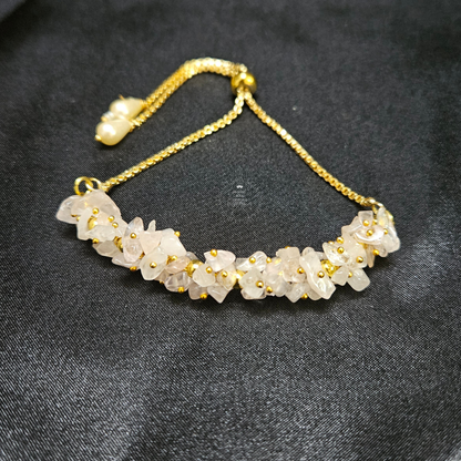 Rose Quartz Chip Chain bracelet- Adjustable