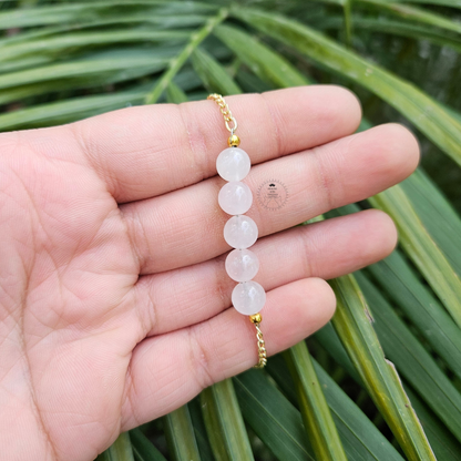 Rose Quartz Golden Chain Bracelet (8mm)