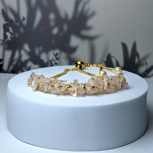 Rose Quartz Chip Chain bracelet