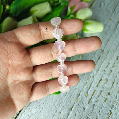 Rose Quartz Heart Beads Magnet Bracelet