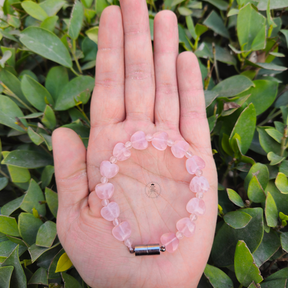 Rose Quartz Heart Beads Magnet Bracelet