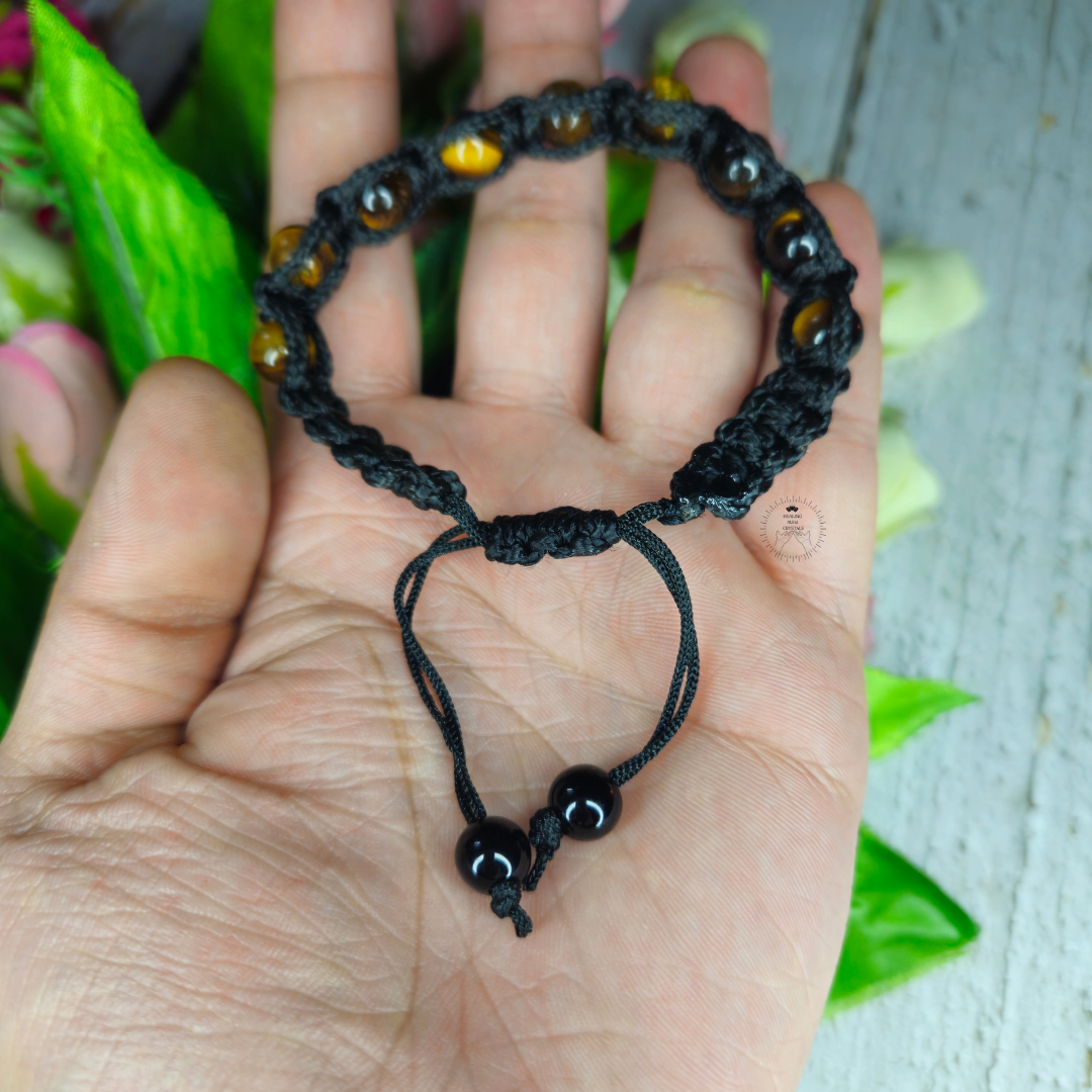 Tigers Eye Black Thread Bracelet (8mm)