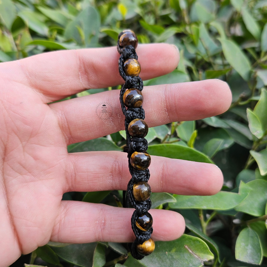 Tigers Eye Black Thread Bracelet (8mm)
