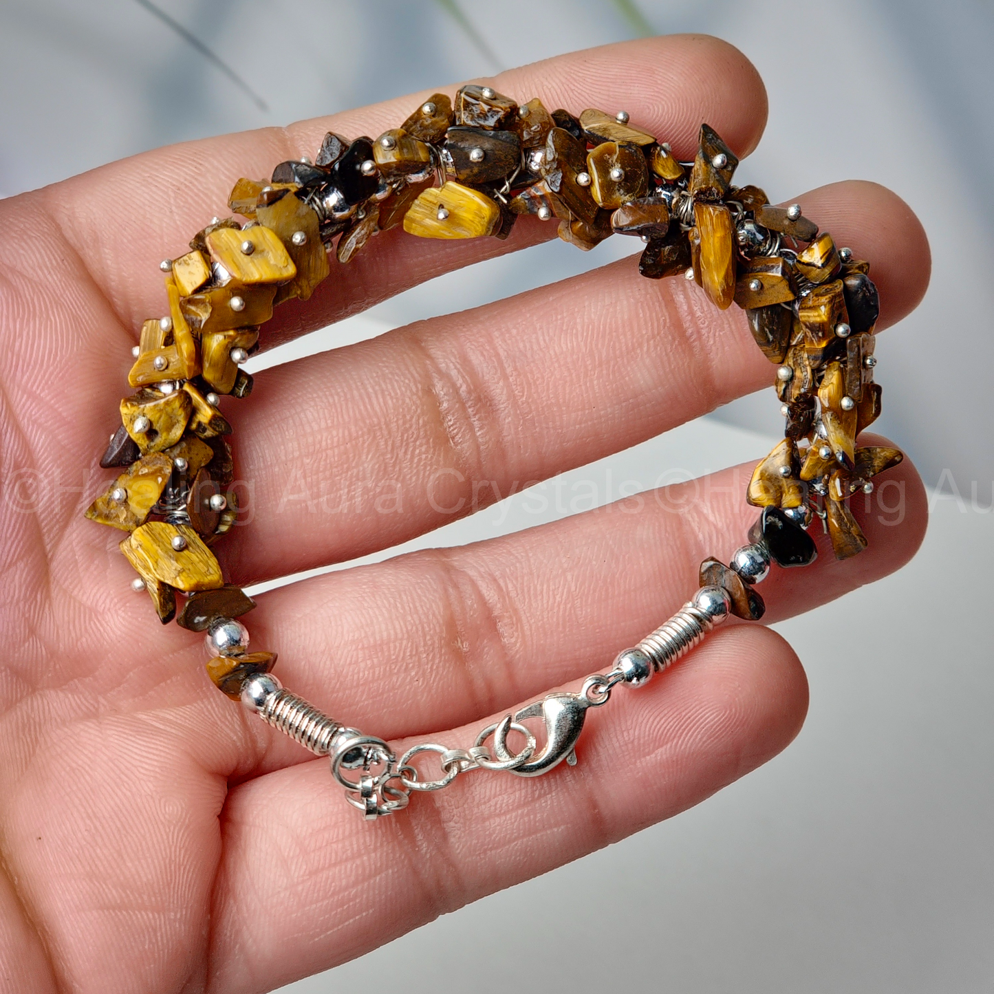 Tigers Eye Chip Chain Bracelet
