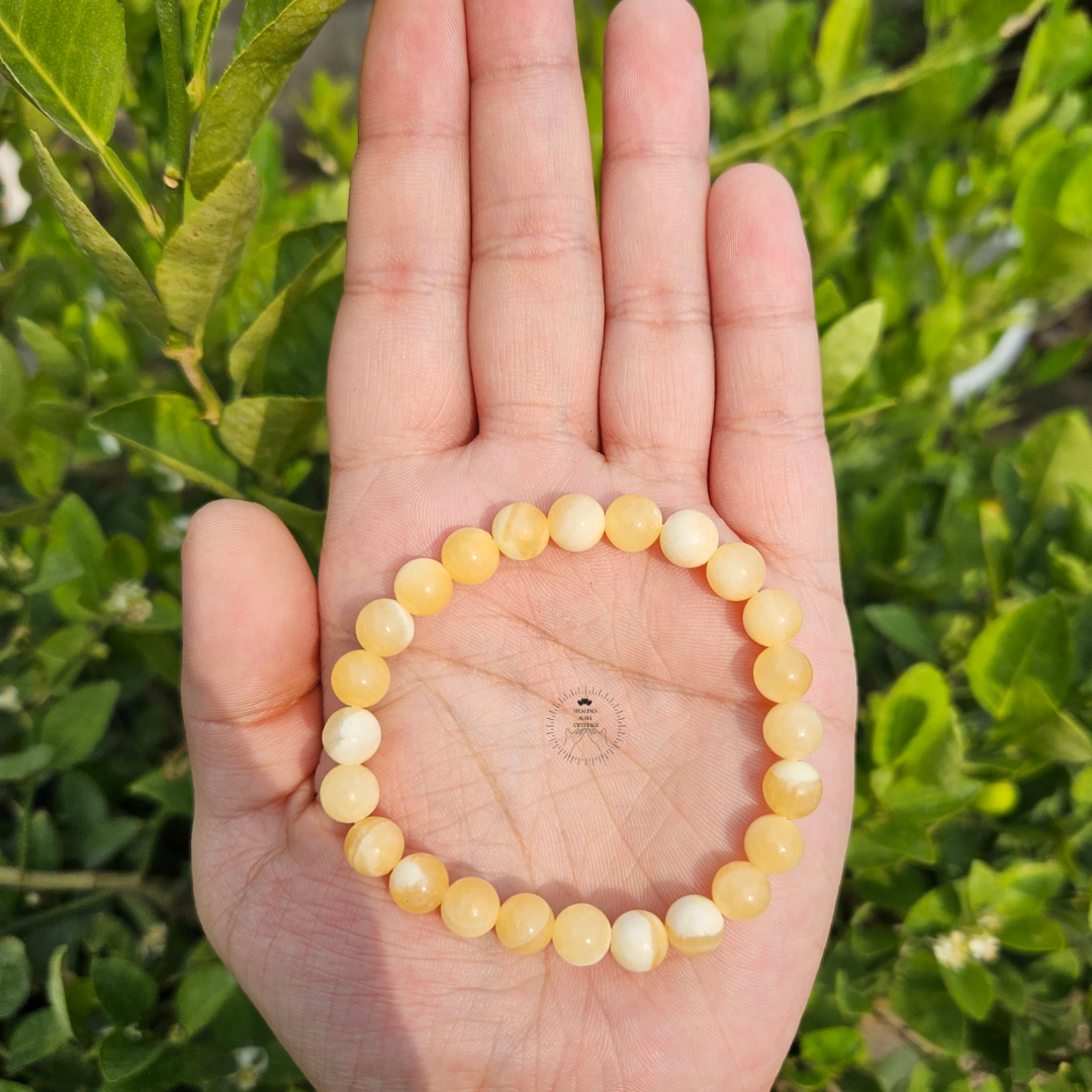 Buy Yellow Calcite Natural Bracelet Online (8mm) – Healing Aura Crystals