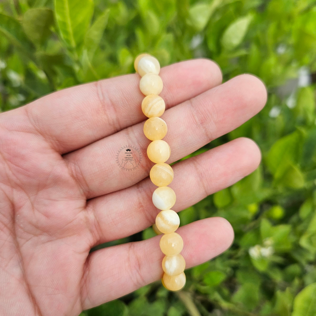 Buy Yellow Calcite Natural Bracelet Online (8mm) – Healing Aura Crystals