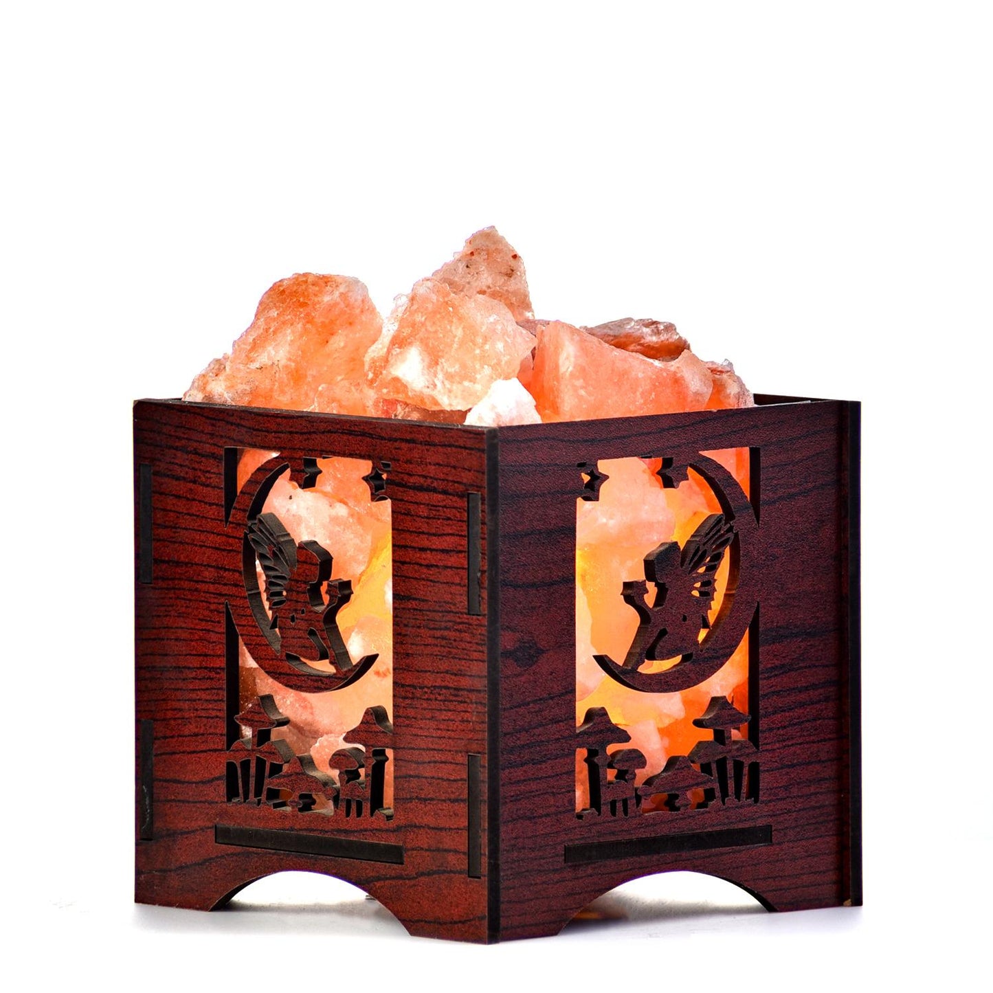 Moon Fairy Himalayan Rock Salt Wooden Basket Lamp – Fairy Lamp (Design 2)