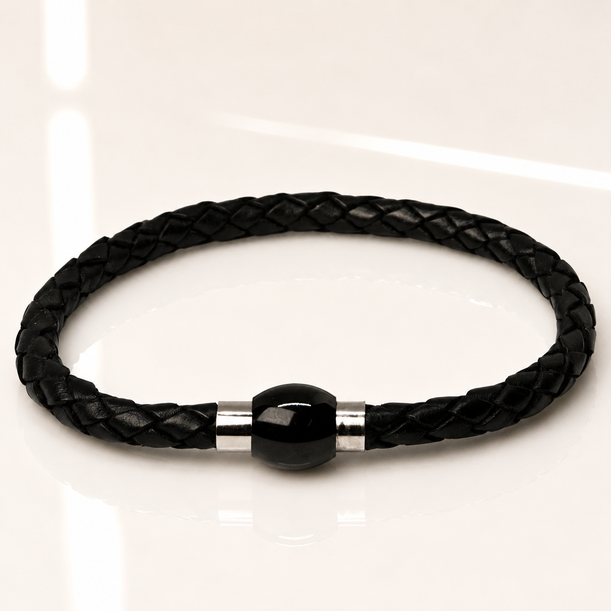Core Braid Leather Bracelet- Magnetic Ball Clasp