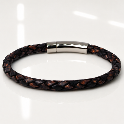 Core Braid Leather Bracelet- Push Lock Clasp