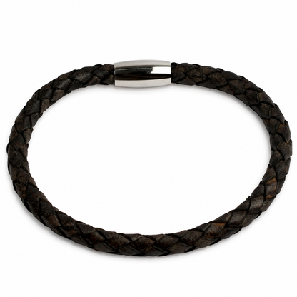 Core Braid Leather Bracelet- Magnetic Clasp or Minimal Braid Leather Bracelet