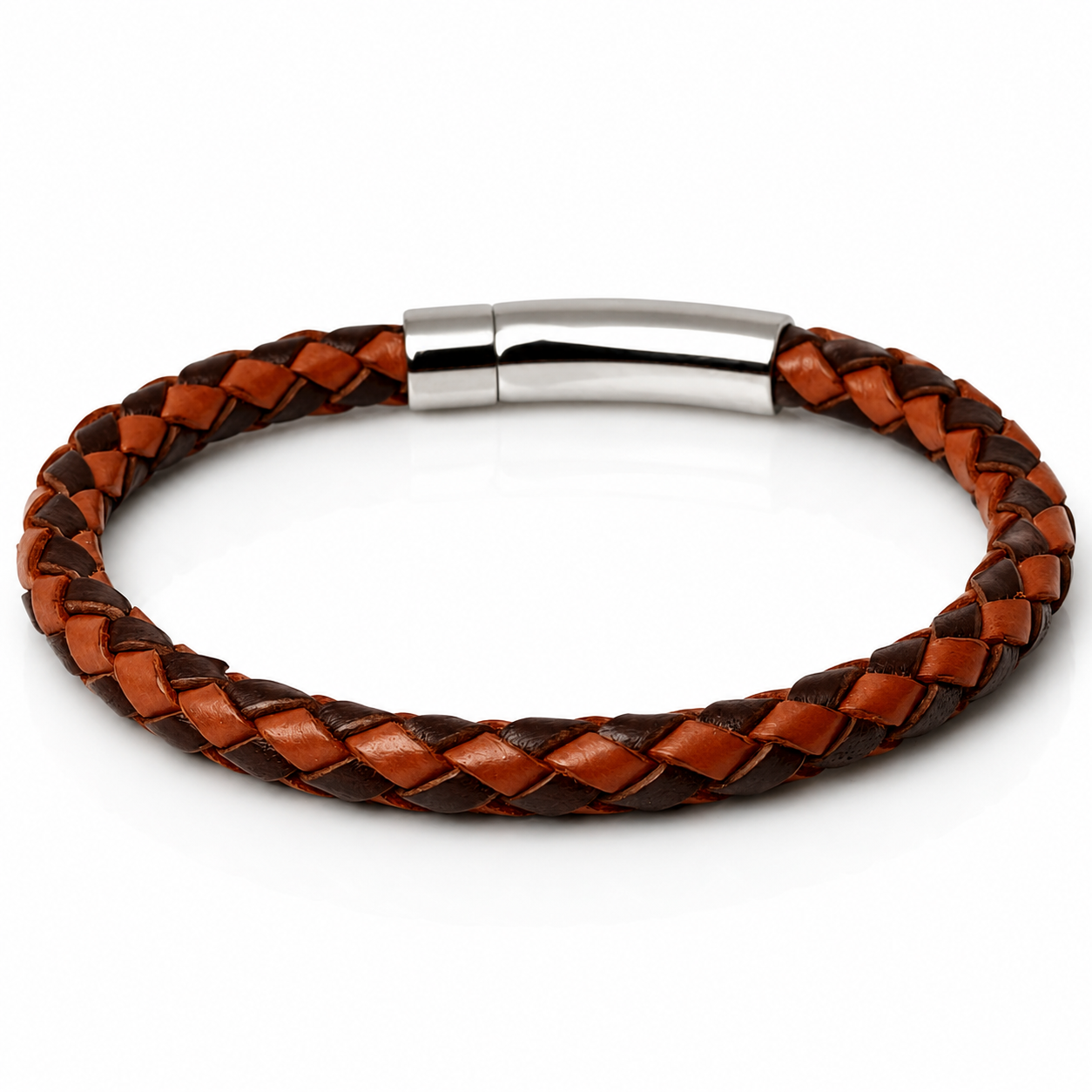 Core Braid Leather Bracelet- Push Lock Clasp